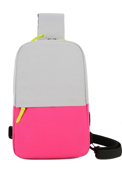0992 Erkek Kadın Göğüs Çantası Naylon Oxford Clorh Tek Omuz Crossbody Çanta Rahat Seyahat Sırt Çantası-Gül (Yurt Dışından)