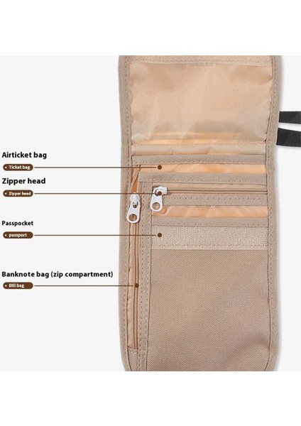 Aotu AT6938 Naylon Telefon Pasaport Kartları Saklama Çantası Açık Boyun Asılı Crossbody Çanta-Haki (Yurt Dışından) fiyatları