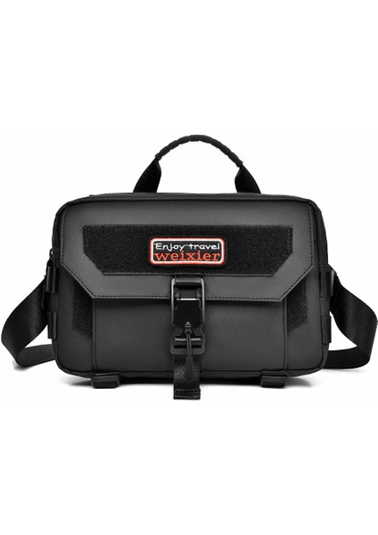 Weıxıer D404 Erkekler Su Geçirmez Crossbody Çanta Manyetik Toka Tripod Taşıma Seyahat Tek Omuz Çantası-Siyah (Yurt Dışından)