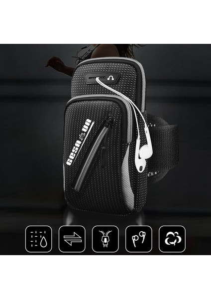 Spor Koşu Nefes Alabilen Kol Çantası Spor Telefonu Depolama Kılıfı Telefon Için Crossbody Çanta 7.2-Inç-Gri (Yurt Dışından) modelleri