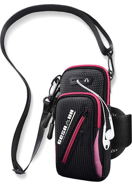 Spor Koşu Nefes Alabilir Kol Çantası Spor Telefonu Depolama Kılıfı Telefon Için Crossbody Çanta 7.2 Inç-Pembe (Yurt Dışından)