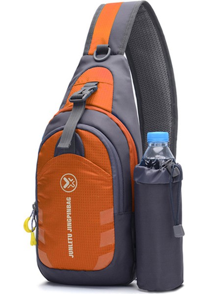 Junletu Erkek Kadın Göğüs Çantası Naylon Tek Omuz Crossbody Çanta Ayrılabilir Şişe Çantası-Turuncu (Yurt Dışından)