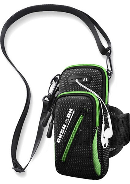 Spor Koşu Nefes Alabilen Kol Çantası Spor Telefonu Depolama Kılıfı Telefon Için Crossbody Çanta 7,2 Inç Yeşil (Yurt Dışından)