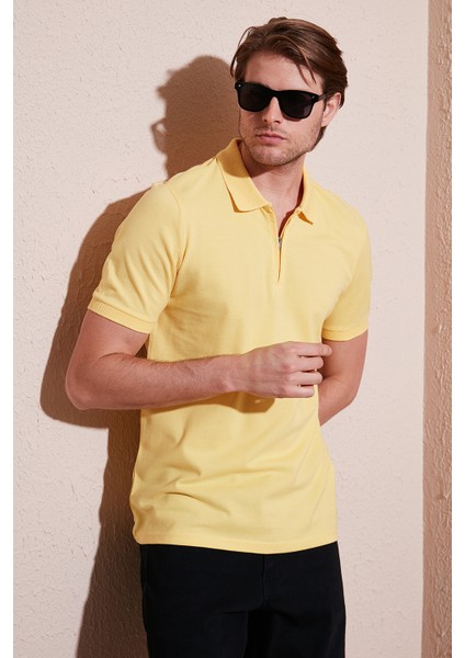 Pamuklu Regular Fit Yarım Fermuarlı Polo Yaka T Shirt Erkek Polo Yaka T Shirt 5901029 fiyatları