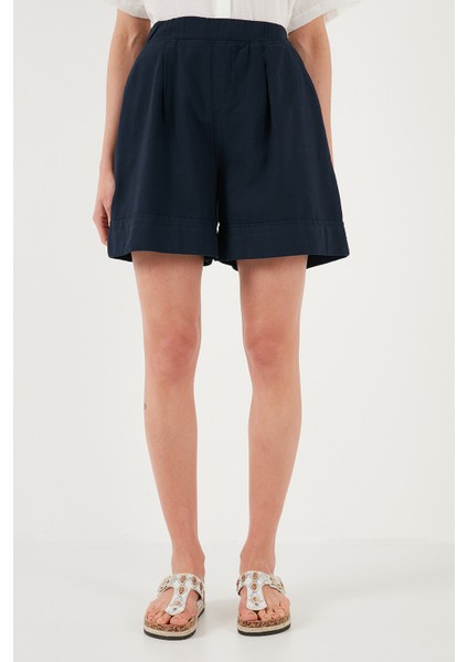 Pamuklu Standart Fit Yüksek Bel Dikiş Detaylı Şort Bayan Şort 668YP4921 fiyatları