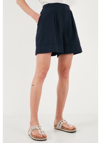 Pamuklu Standart Fit Yüksek Bel Dikiş Detaylı Şort Bayan Şort 668YP4921 modelleri