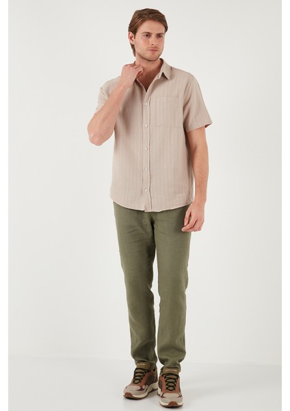Pamuklu Regular Fit Tek Cepli Kısa Kol Gömlek Erkek Gömlek CF25S128230