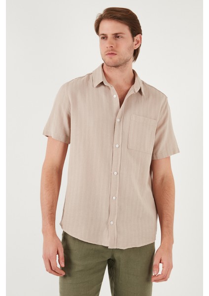 Pamuklu Regular Fit Tek Cepli Kısa Kol Gömlek Erkek Gömlek CF25S128230