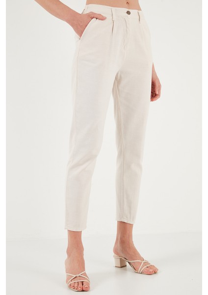 Pamuklu Slim Fit Normal Bel Düz Paça Pantolon Bayan Pantolon 668Y5121 modelleri