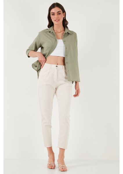 Pamuklu Slim Fit Normal Bel Düz Paça Pantolon Bayan Pantolon 668Y5121 fırsatları