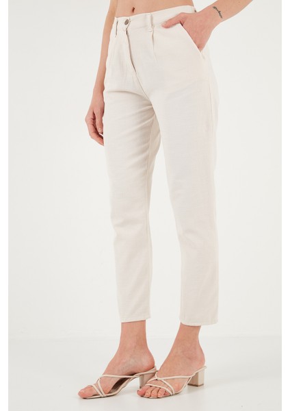 Pamuklu Slim Fit Normal Bel Düz Paça Pantolon Bayan Pantolon 668Y5121 indirimleri