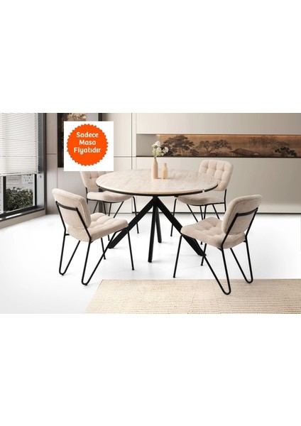 Sidon Ahşap Yuvarlak Açılır Büyüyen Yemek Masası Mermer Desen 70 x 120 cm Sadece Masa Fiyatıdır