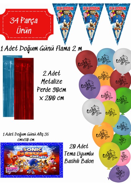 Kirpi Sonic Sonic Boom Doğum Günü Süsleri Parti Seti