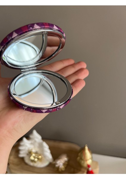 Çanta Boy / Cep Boy Büyüteçli Mandala Desenli Çift Taraflı El Aynası fiyatları