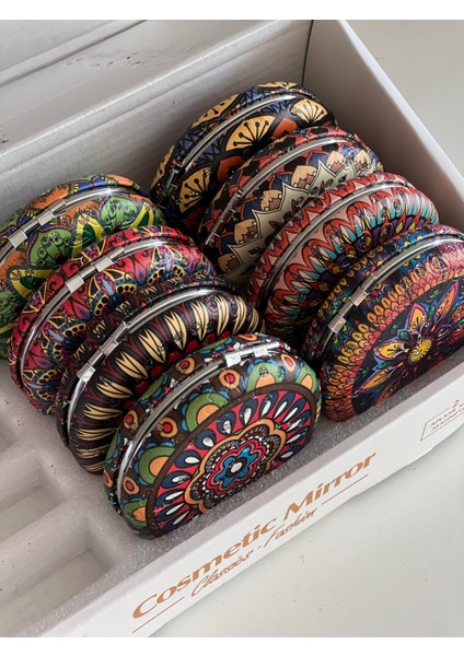 Çanta Boy / Cep Boy Büyüteçli Mandala Desenli Çift Taraflı El Aynası fırsatları