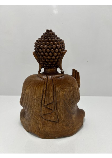 Ahşap Buda Heykeli 20 cm - Öğretici Duruşlu (Vitarka Mudra) fırsatları
