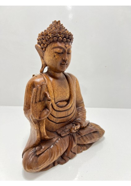 Ahşap Buda Heykeli 20 cm - Öğretici Duruşlu (Vitarka Mudra) indirimleri