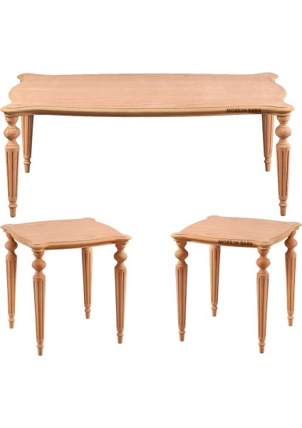 Akyazı Orta Sehpa Takımı Cilasız Ham Ahşap