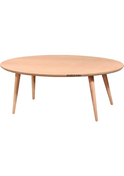 Altınordu Oval Retro Orta Sehpa Cilasız Ham Ahşap