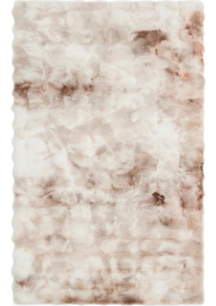 Ekstra Yumuşak Dokulu Bej Bubble Tavşan Tüyü Darcio Dikdörtgen Post Peluş Halı