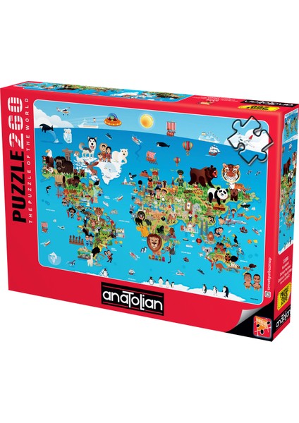 260 Parça xl Puzzle - Karikatür Dünya Haritası 3338