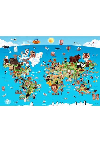 260 Parça xl Puzzle - Karikatür Dünya Haritası 3338 fiyatları