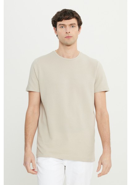 Pamuklu Slim Fit Dar Kesim Bisiklet Yaka Esnek Tişört