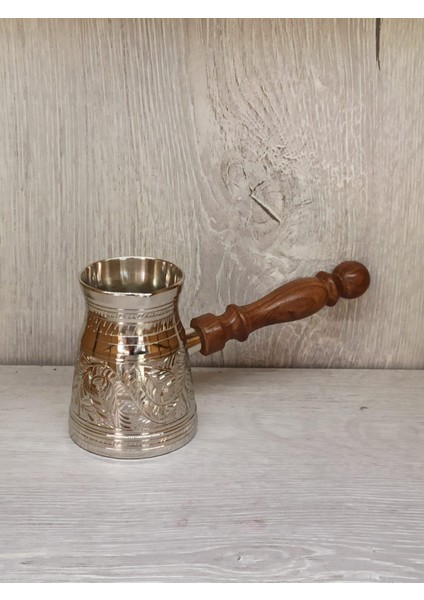 Pirinç Cezve Ağzı Geniş 4 Inç Gümüş