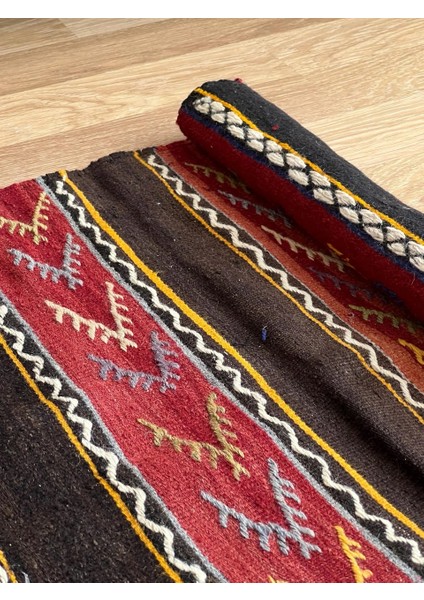 76X123 cm Küçük Boy Çizgili Desen Anadolu Kilim, El Dokuma Yün Kilim, Nostaljik Severler Için Ev ve Ofis Için Kilim indirimleri