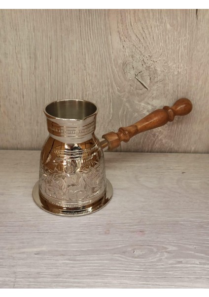 Pirinç Cezve Ağzı Dar 4.75 Inç Gümüş