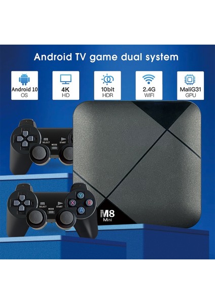 M8 Mini 4K Ultra Hd Android Tv 9.0 + Retro Oyun Konsolu modelleri