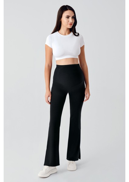 Yırtmaç Detaylı Ayarlanabilir Yüksek Bel Esnek Hamile Pantolonu HP01