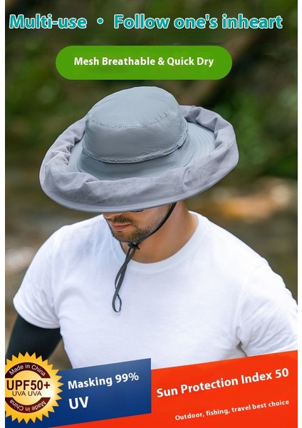 Güneş Güneş Şapkası Erkek ve Kadın Yaz Balıkçı Şapkası Örgü Anti-Sivrisinek Balıkçılık Şapka Uv Gölge Dağcılık Şapka (Yurt Dışından) fiyatları