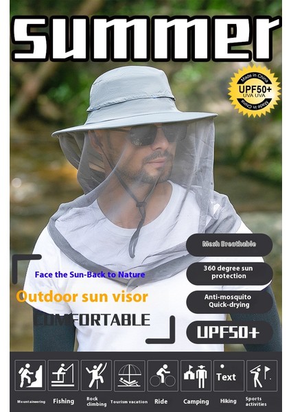 Güneş Güneş Şapkası Erkek ve Kadın Yaz Balıkçı Şapkası Örgü Anti-Sivrisinek Balıkçılık Şapka Uv Gölge Dağcılık Şapka (Yurt Dışından) modelleri