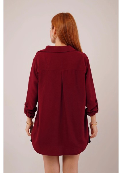 Salaş Kesim Cepli Bordo Gömlek fırsatları