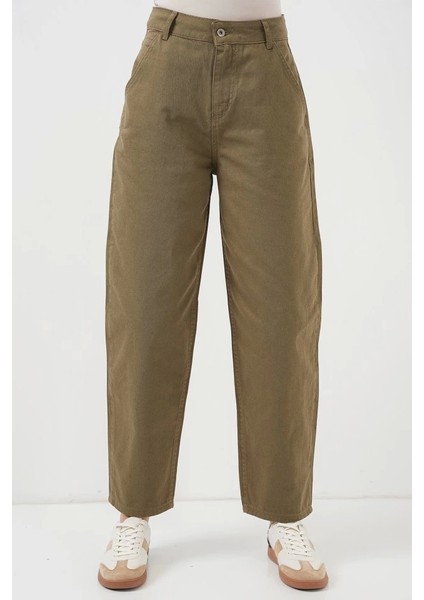 6703 Yüksek Bel Kot Pantolon - Haki