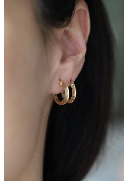 14 Ayar Altın Işıltılı Halka Küpe