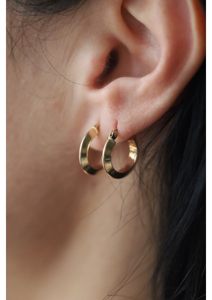 14 Ayar Altın Işıltılı Halka Küpe modelleri