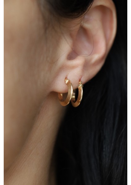 14 Ayar Altın Işıltılı Halka Küpe fırsatları