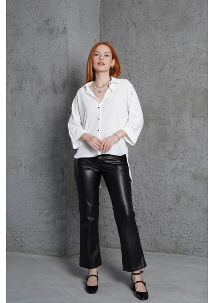 Kol Katlama Detaylı Beyaz Gömlek