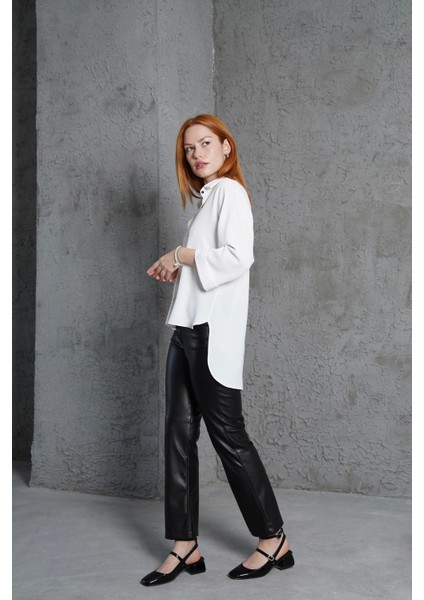 Kol Katlama Detaylı Beyaz Gömlek modelleri