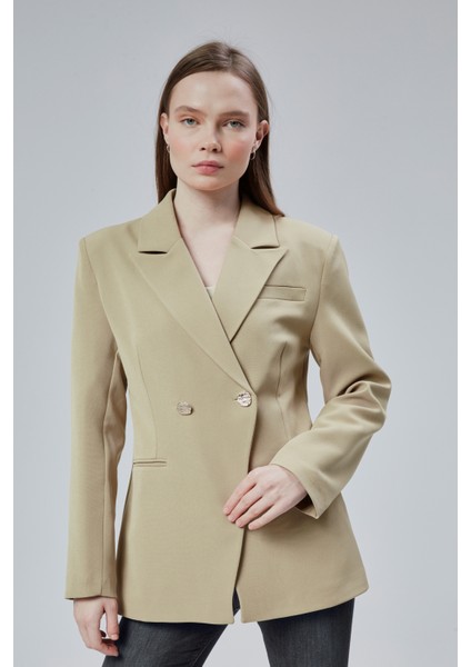 Kadın Kruvaze Kapama Oversize Blazer Ceket