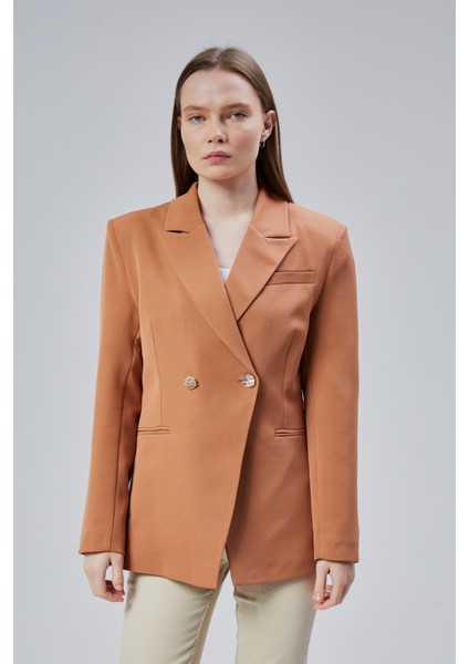 Kadın Kruvaze Kapama Oversize Blazer Ceket