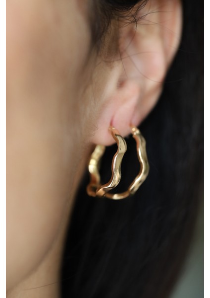 14 Ayar Altın Zikzak Küpe