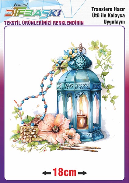 Fener Çiçekler Ütü ile Yapışan Tekstil Transfer Baskı