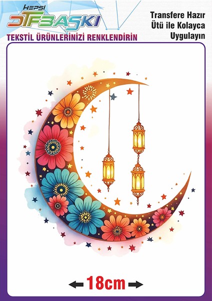 Ay ve Fener Ütü ile Yapışan Tekstil Transfer Baskı