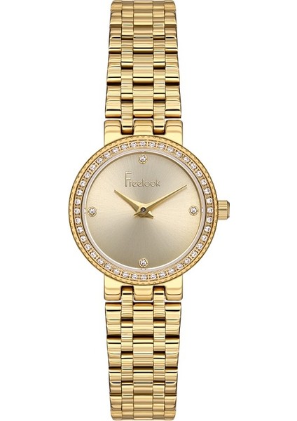 FL.1.10482-3 Altın Kaplama Taşlı Kadın Kol Saati