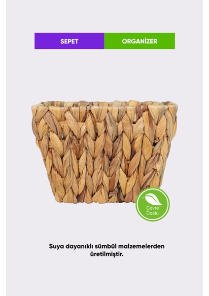 Dekoratif Hasır Saksı Çok Amaçlı Sepet Saksılık Bahçe Düzenleyici Su Sümbülü Ç:20 Y:14 cm indirimleri