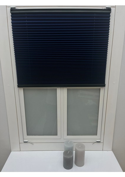 Lacivert Katlanır Cam Balkon Perdesi - Ofis Perdesi - Ev Perdesi - Salon Perdesi - Plise Perde