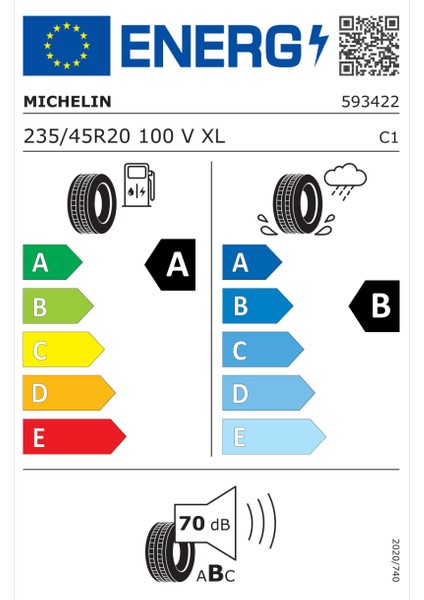 235/45 R20 100V Xl E.primacy R Oto Yaz Lastiği (Üretim Yılı: 2024)